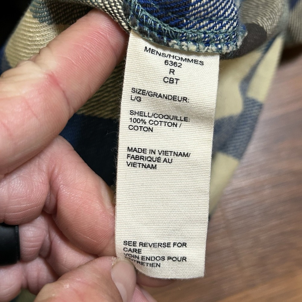 Woolrich Plaid Flannel Button Down Shirt Men's Large Green Outdoor Classic Heavy - Picture 7 of 11